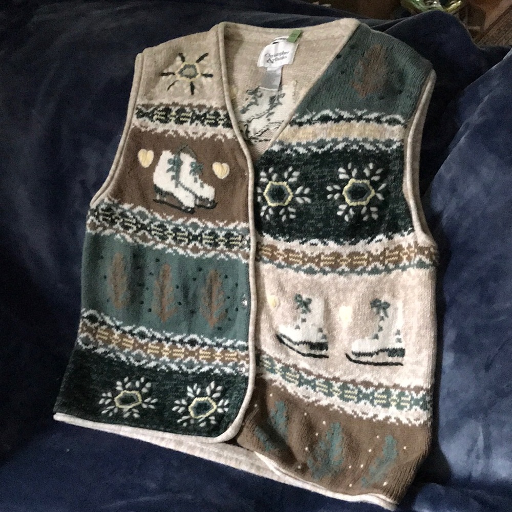 Christopher Banks tan& green. Size M. P to P is 18